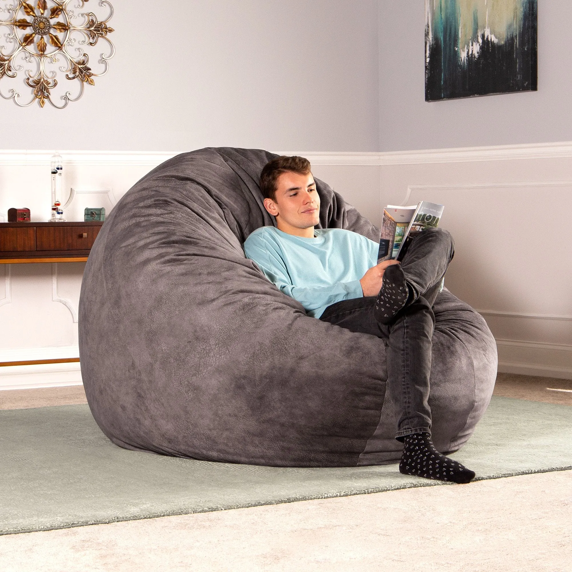 Jaxx 6' Cocoon Padded Microvelvet Bean Bag Chair