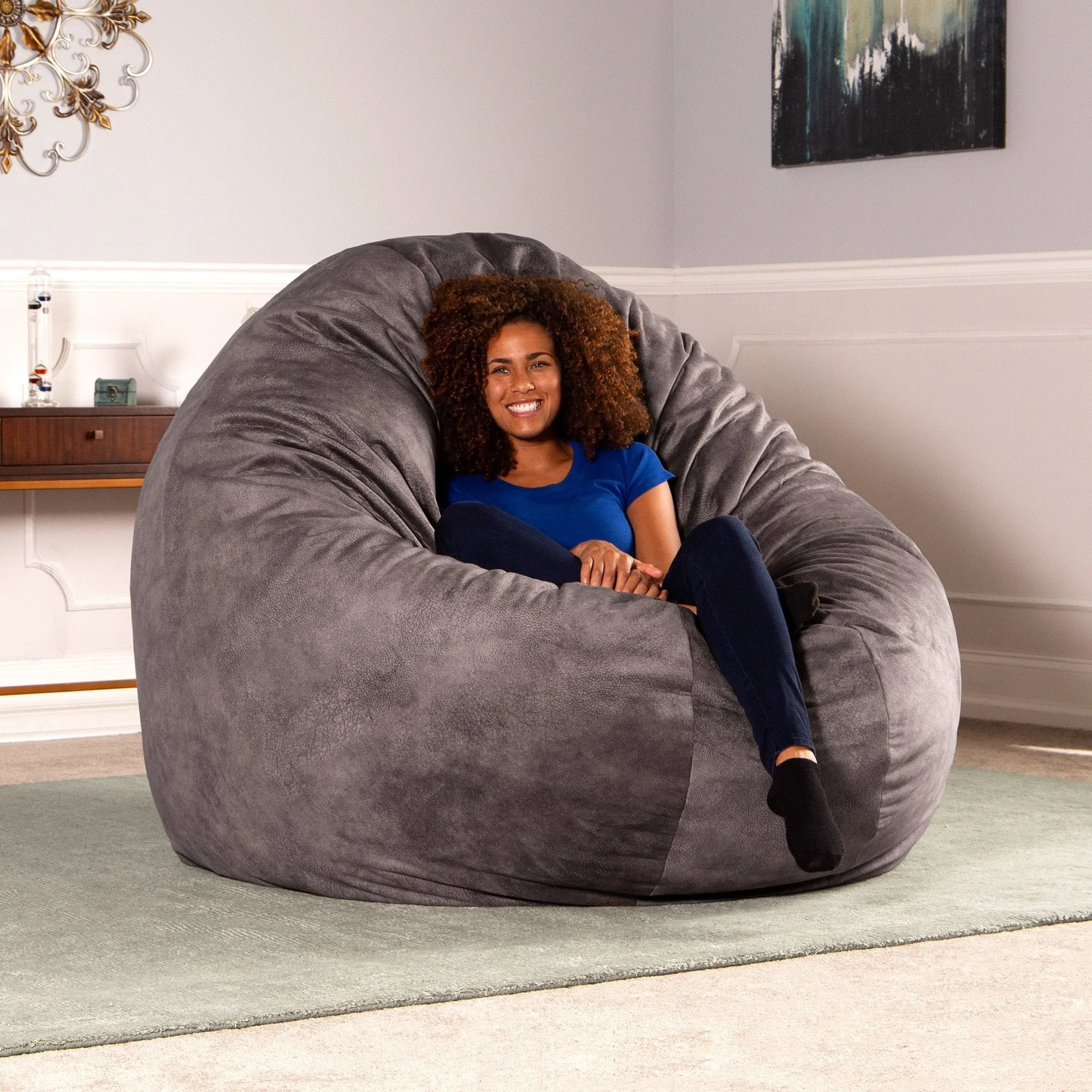 Jaxx 6' Cocoon Padded Microvelvet Bean Bag Chair