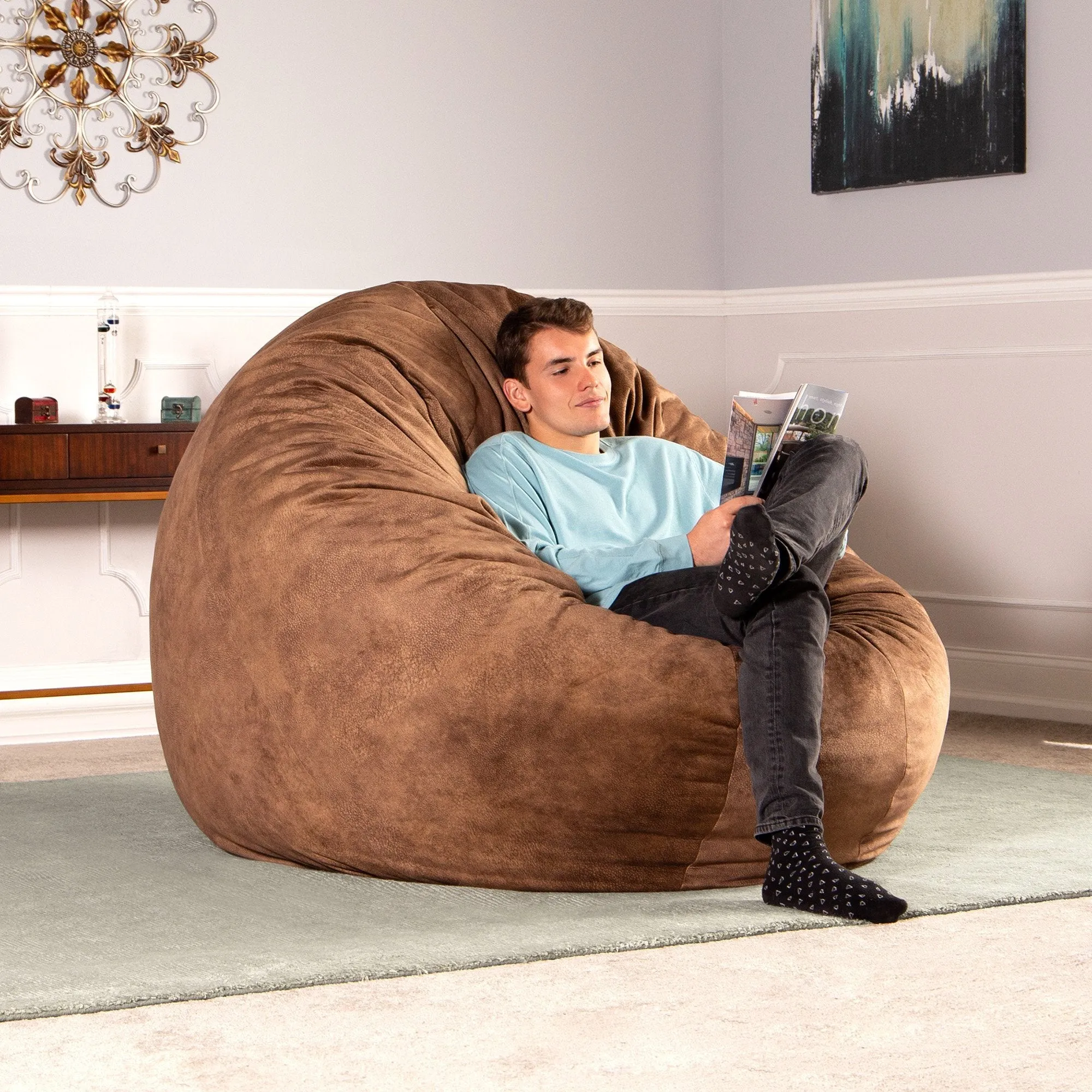 Jaxx 6' Cocoon Padded Microvelvet Bean Bag Chair