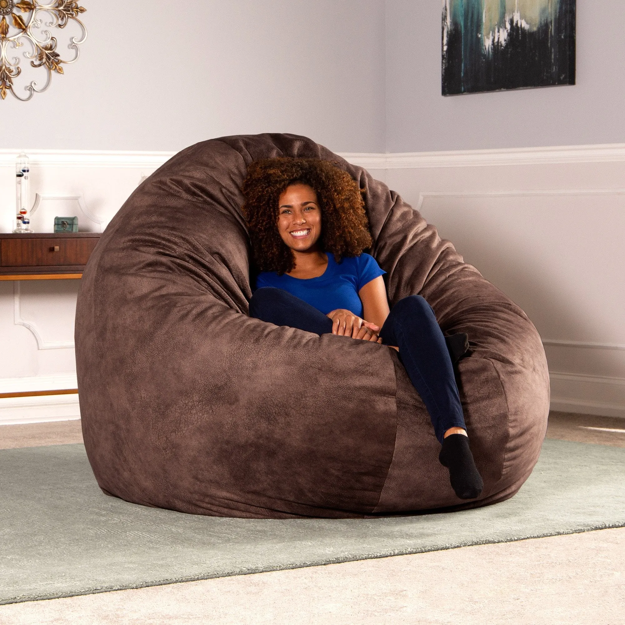 Jaxx 6' Cocoon Padded Microvelvet Bean Bag Chair