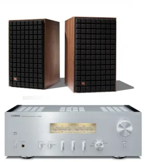 JBL L82 Classic 8 Inch 2-way Bookshelf Loudspeaker Pair with Yamaha A-S1200 Integrated Amplifier Bundle