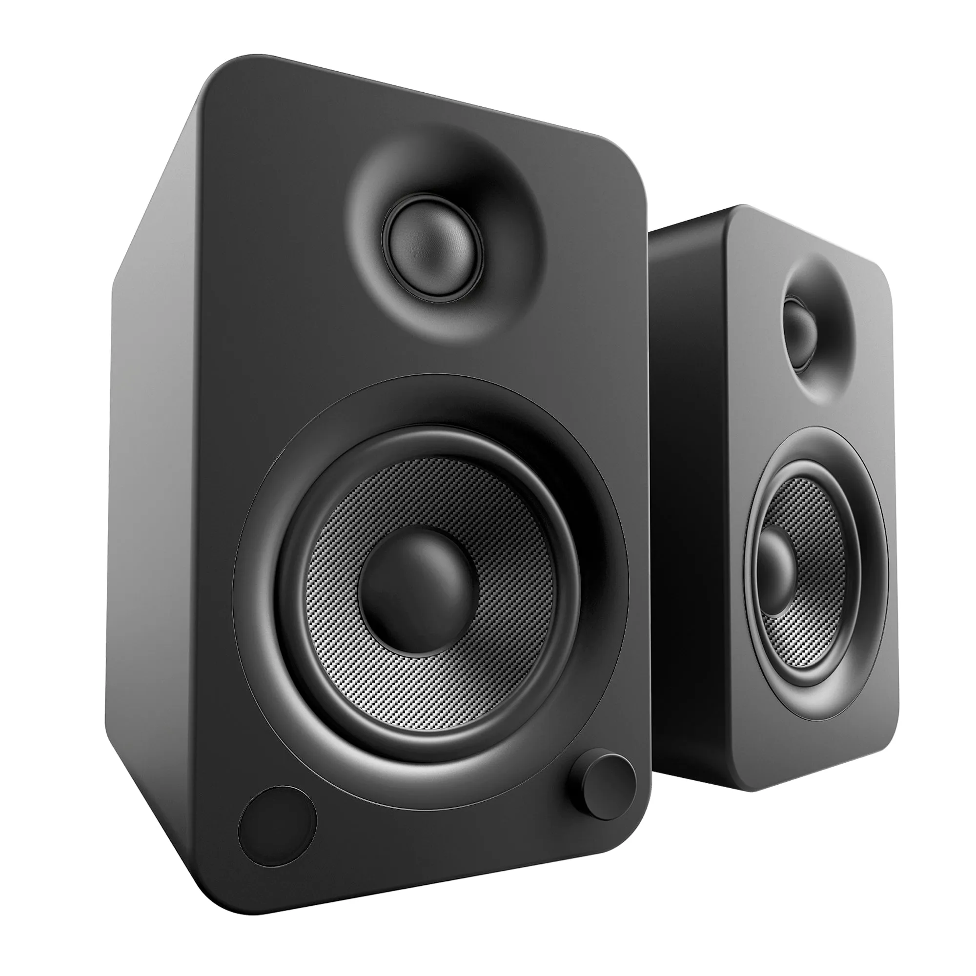 Kanto YU4 140W Powered Bookshelf Speakers with Bluetooth and Phono Preamp - Pair, Matte Black with SP6HD Black Stand Bundle