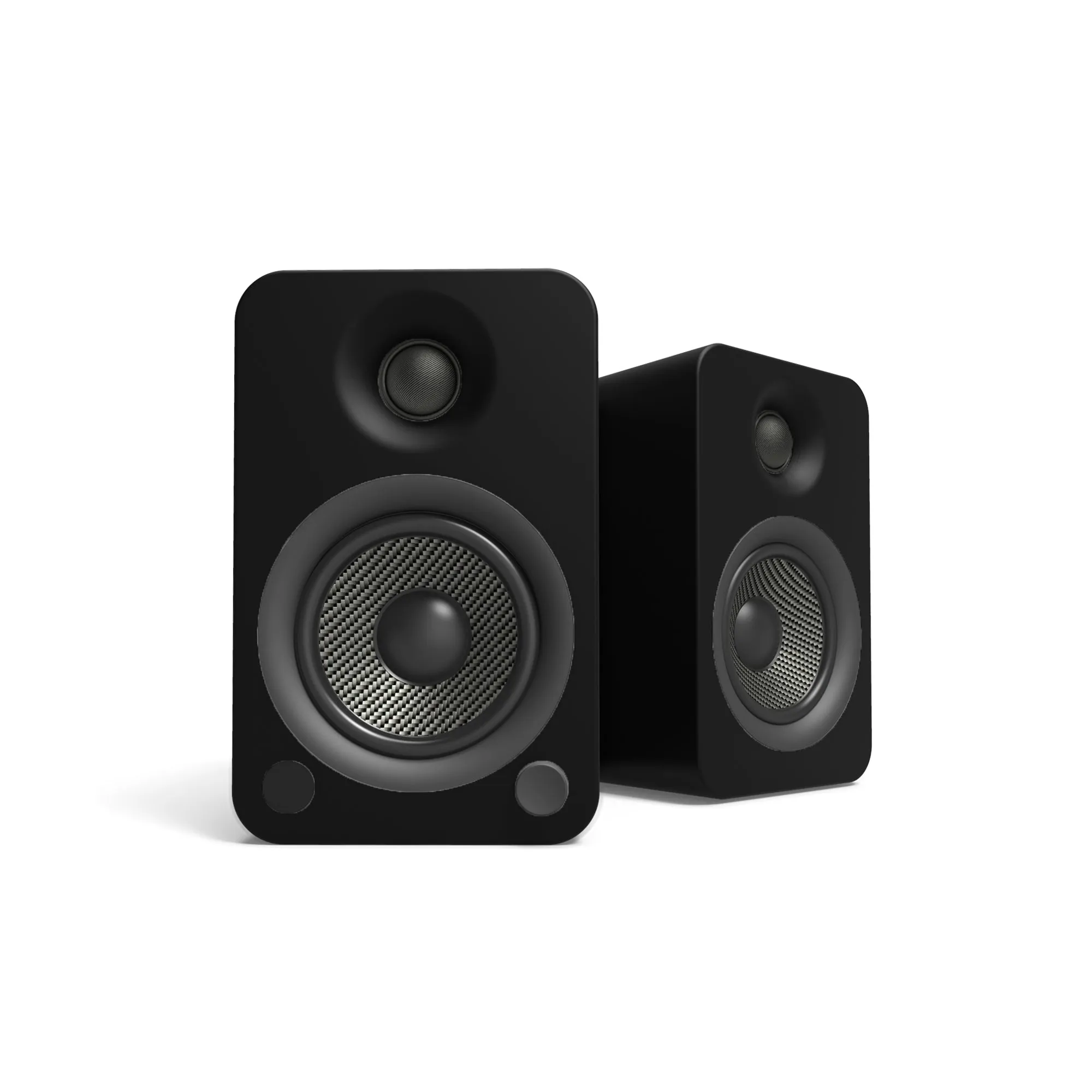 Kanto YU4 140W Powered Bookshelf Speakers with Bluetooth and Phono Preamp - Pair, Matte Black with SP6HD Black Stand Bundle