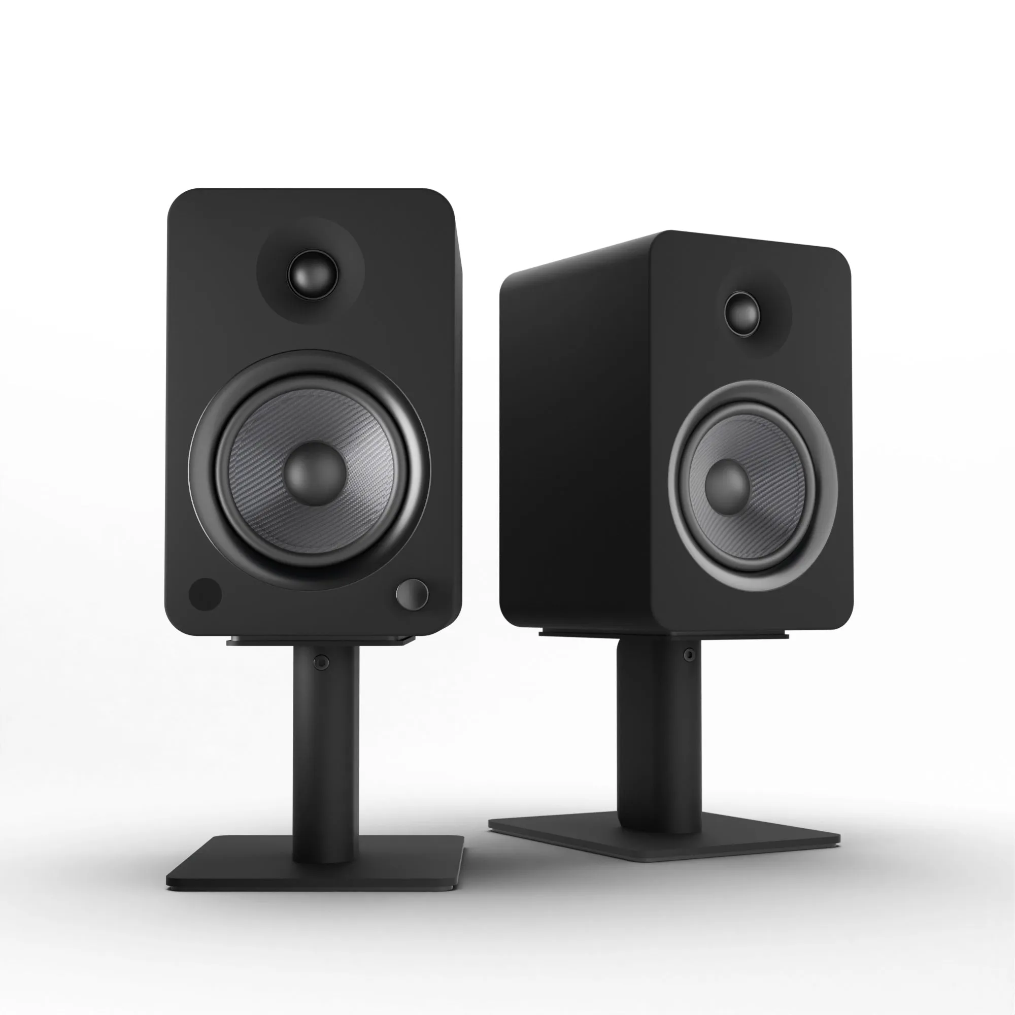Kanto YU6 200W Powered Bookshelf Speakers with Bluetooth and Phono Preamp - Pair, Matte Black with SP6HD Black Stand Bundle