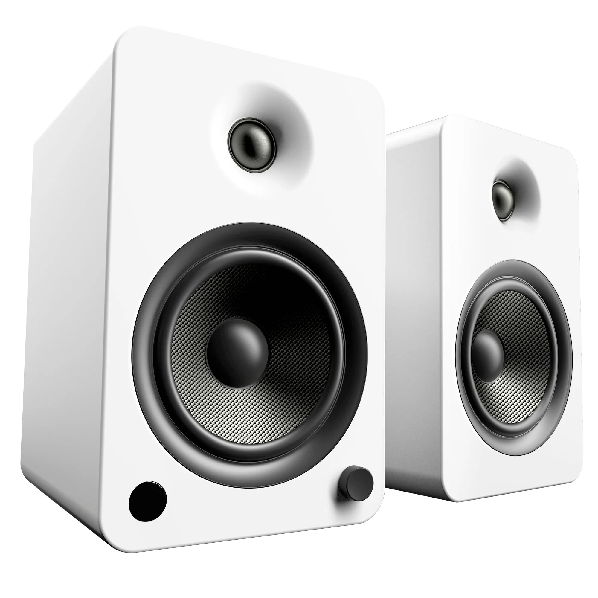 Kanto YU6 200W Powered Bookshelf Speakers with Bluetooth and Phono Preamp - Pair, Matte White with S6W White Stand Bundle