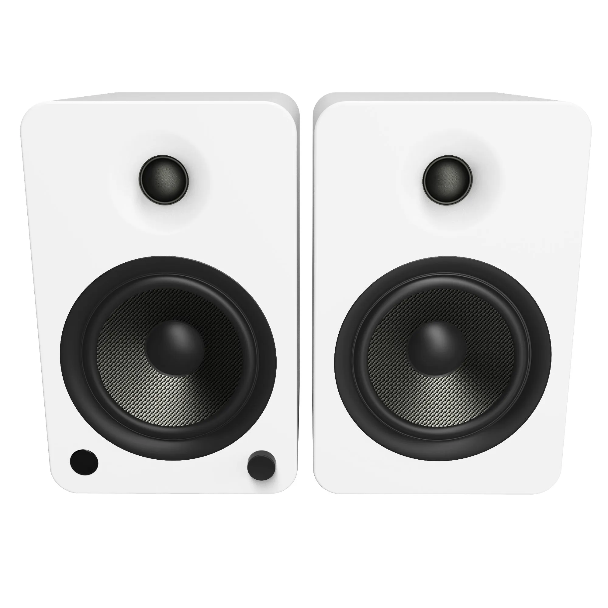 Kanto YU6 200W Powered Bookshelf Speakers with Bluetooth and Phono Preamp - Pair, Matte White with S6W White Stand Bundle