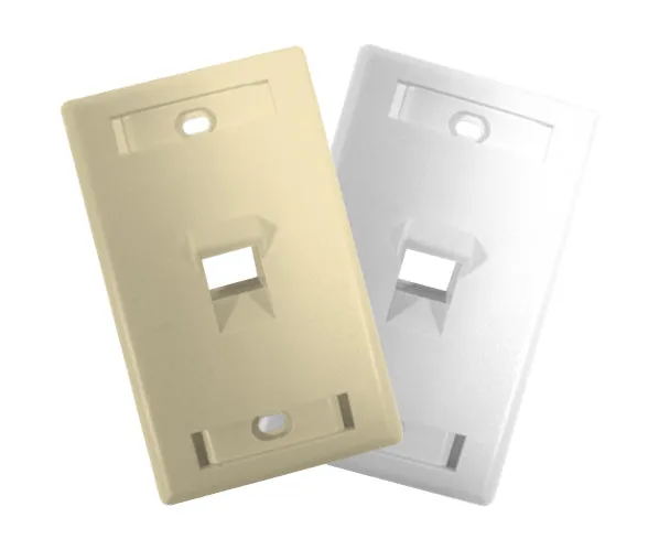 Keystone Wall Plate w/ ID Window, Single-Gang, Angled - 1 Port, 2 Port, 4 Port