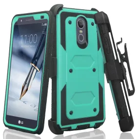 LG Escape Plus Case, Arena 2, K30 2019, Triple Protection 3-1 w/ Built in Screen Protector Heavy Duty Holster Shell Combo Case - Teal
