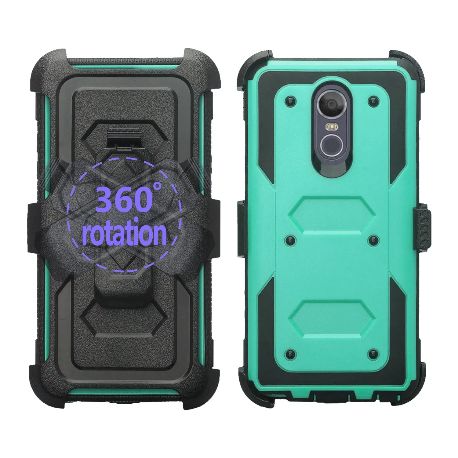 LG Escape Plus Case, Arena 2, K30 2019, Triple Protection 3-1 w/ Built in Screen Protector Heavy Duty Holster Shell Combo Case - Teal