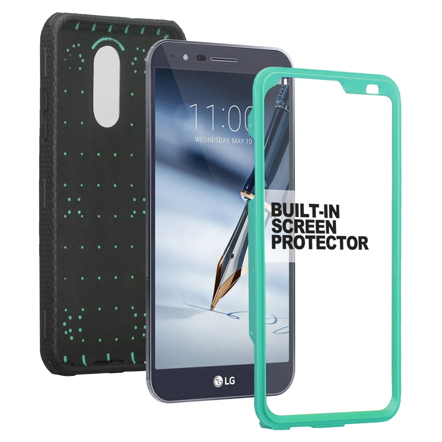 LG Escape Plus Case, Arena 2, K30 2019, Triple Protection 3-1 w/ Built in Screen Protector Heavy Duty Holster Shell Combo Case - Teal