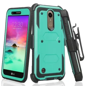 LG K20 Plus Case, LG K20 V, K10 2017 Case, Triple Protection 3-1 w/ Built in Screen Protector Heavy Duty Holster Shell Combo Cover - Teal