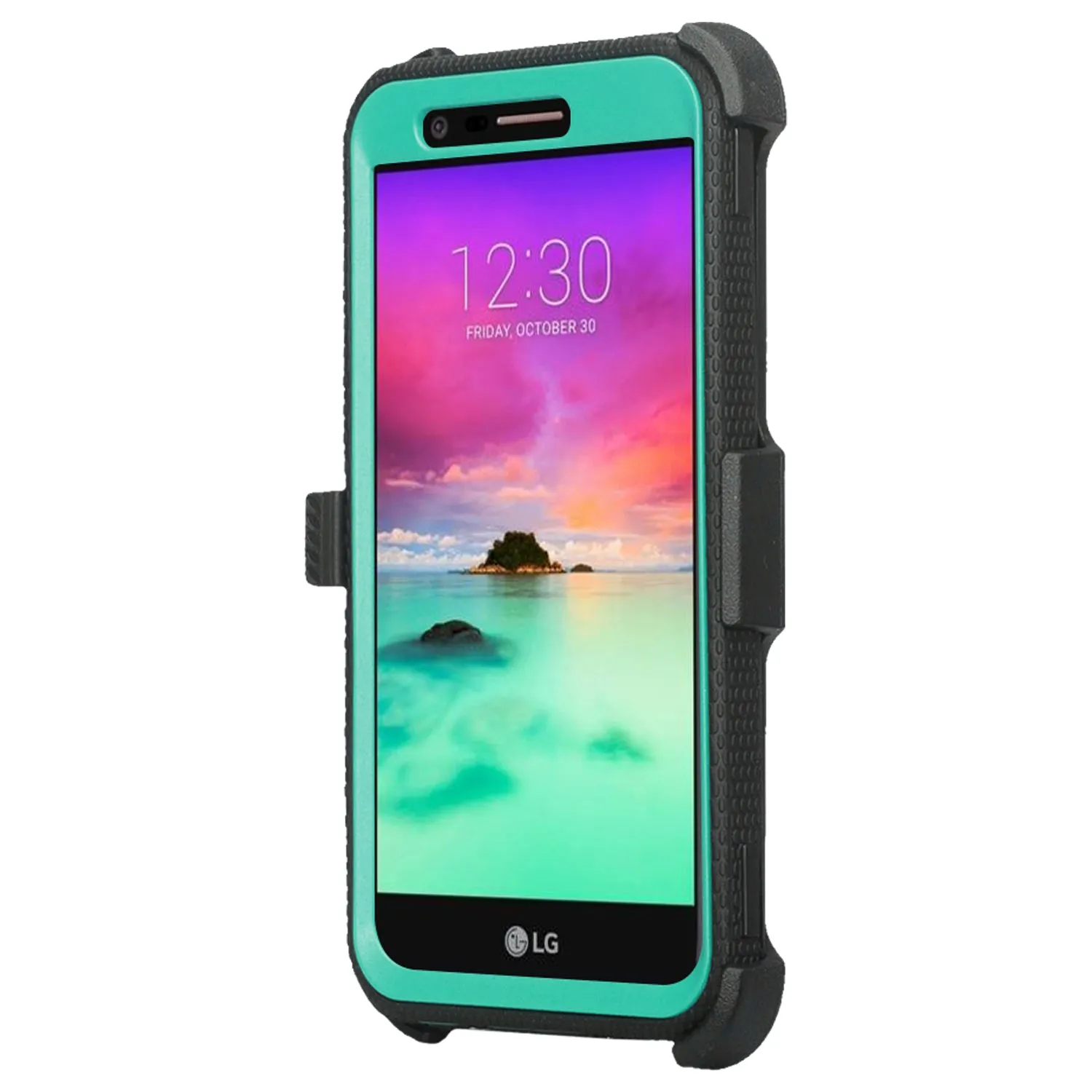 LG K20 Plus Case, LG K20 V, K10 2017 Case, Triple Protection 3-1 w/ Built in Screen Protector Heavy Duty Holster Shell Combo Cover - Teal
