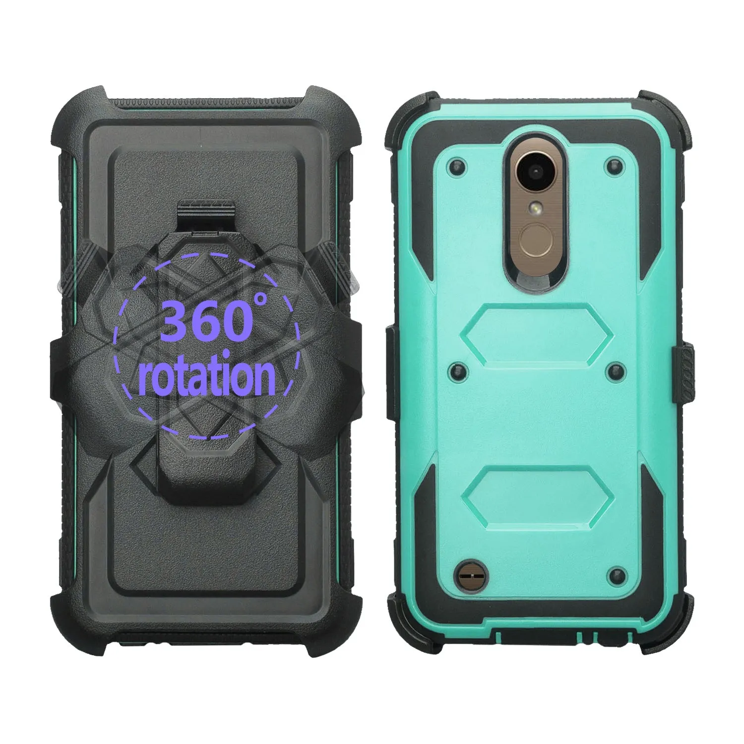 LG K20 Plus Case, LG K20 V, K10 2017 Case, Triple Protection 3-1 w/ Built in Screen Protector Heavy Duty Holster Shell Combo Cover - Teal