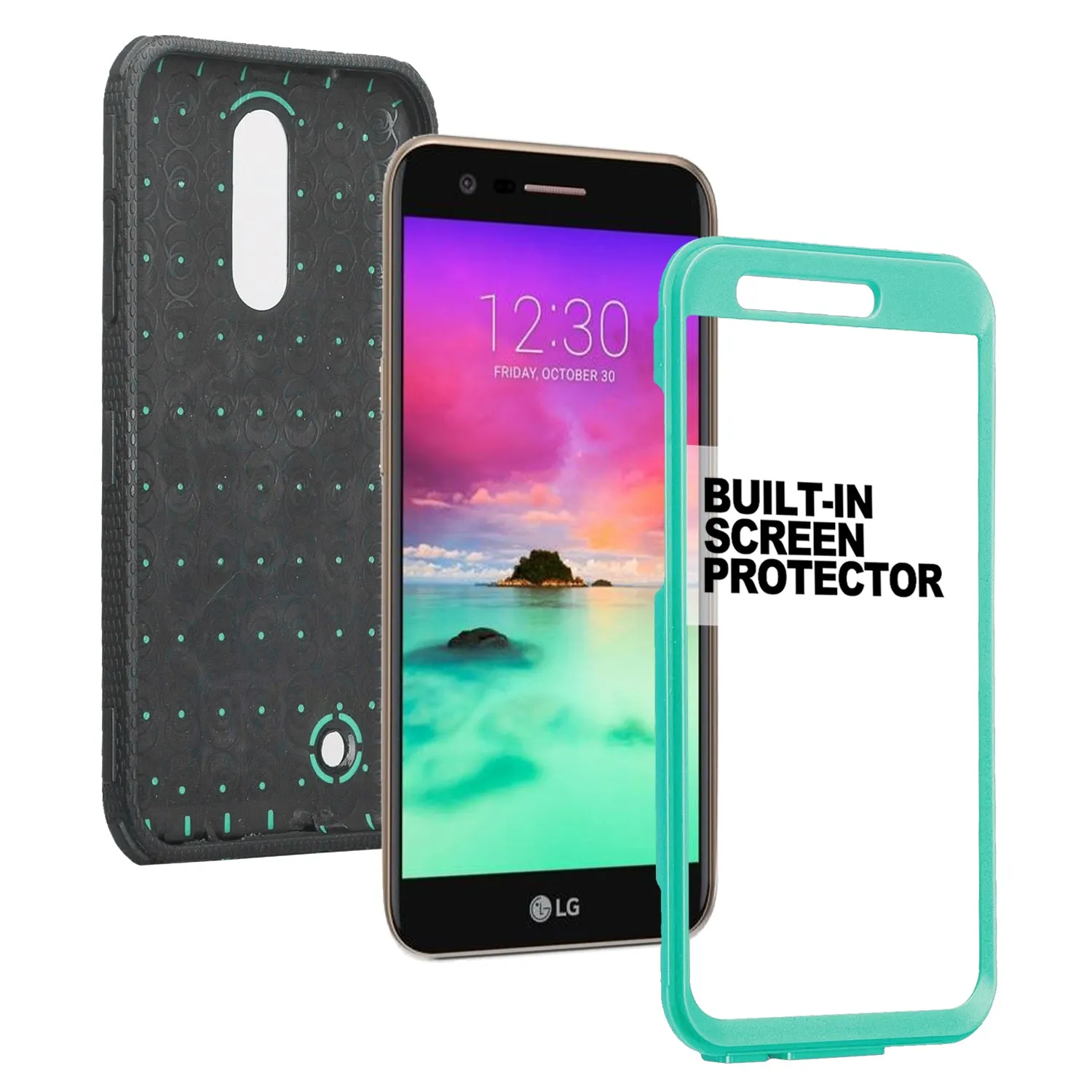 LG K20 Plus Case, LG K20 V, K10 2017 Case, Triple Protection 3-1 w/ Built in Screen Protector Heavy Duty Holster Shell Combo Cover - Teal