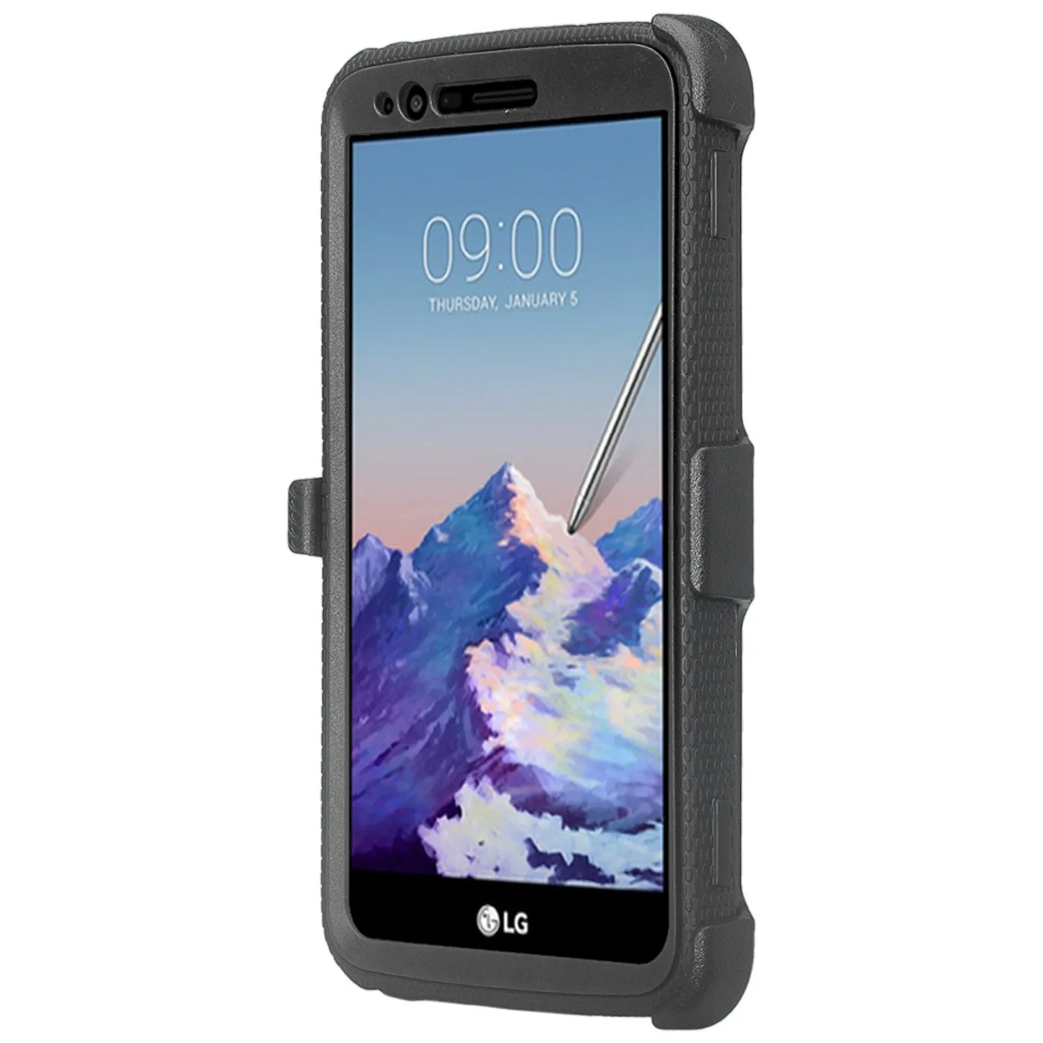 LG Stylo 3 Case, LG Stylo 3 Plus Case, Triple Protection 3-1 w/ Built in Screen Protector Heavy Duty Holster Shell Combo Case for LG Stylo 3 - Black