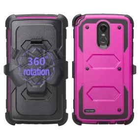 LG Stylo 3 Case, Triple Protection 3-1 w/ Built in Screen Protector Heavy Duty Holster Shell Combo Case - Purple