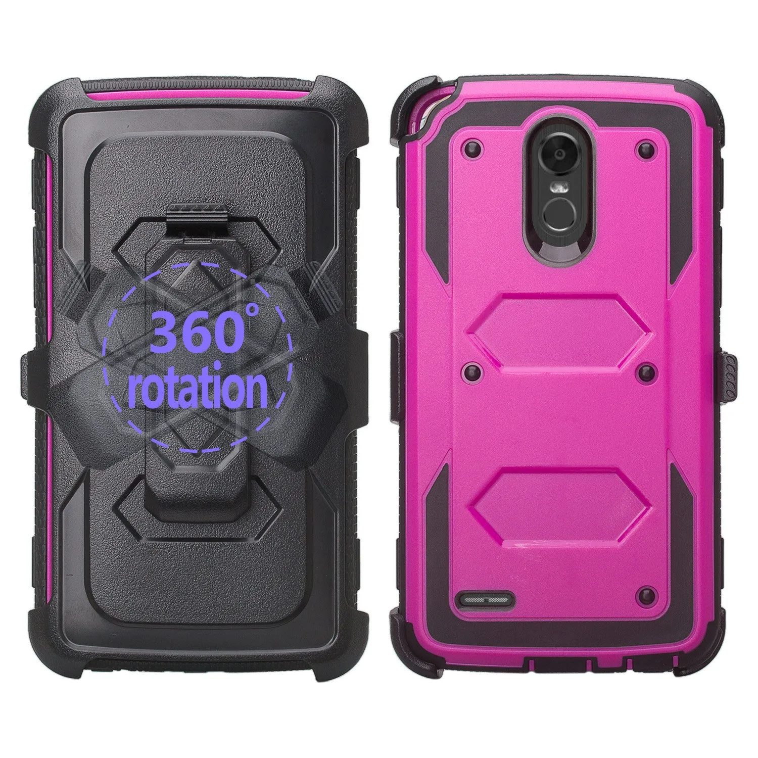 LG Stylo 3 Case, Triple Protection 3-1 w/ Built in Screen Protector Heavy Duty Holster Shell Combo Case - Purple
