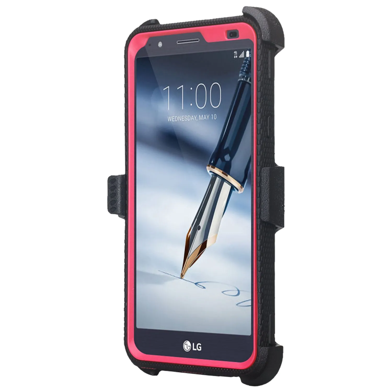 LG Stylo 5 Case, Stylo 5, Triple Protection 3-1 w/ Built in Screen Protector Heavy Duty Holster Shell Combo Case - Hot Pink