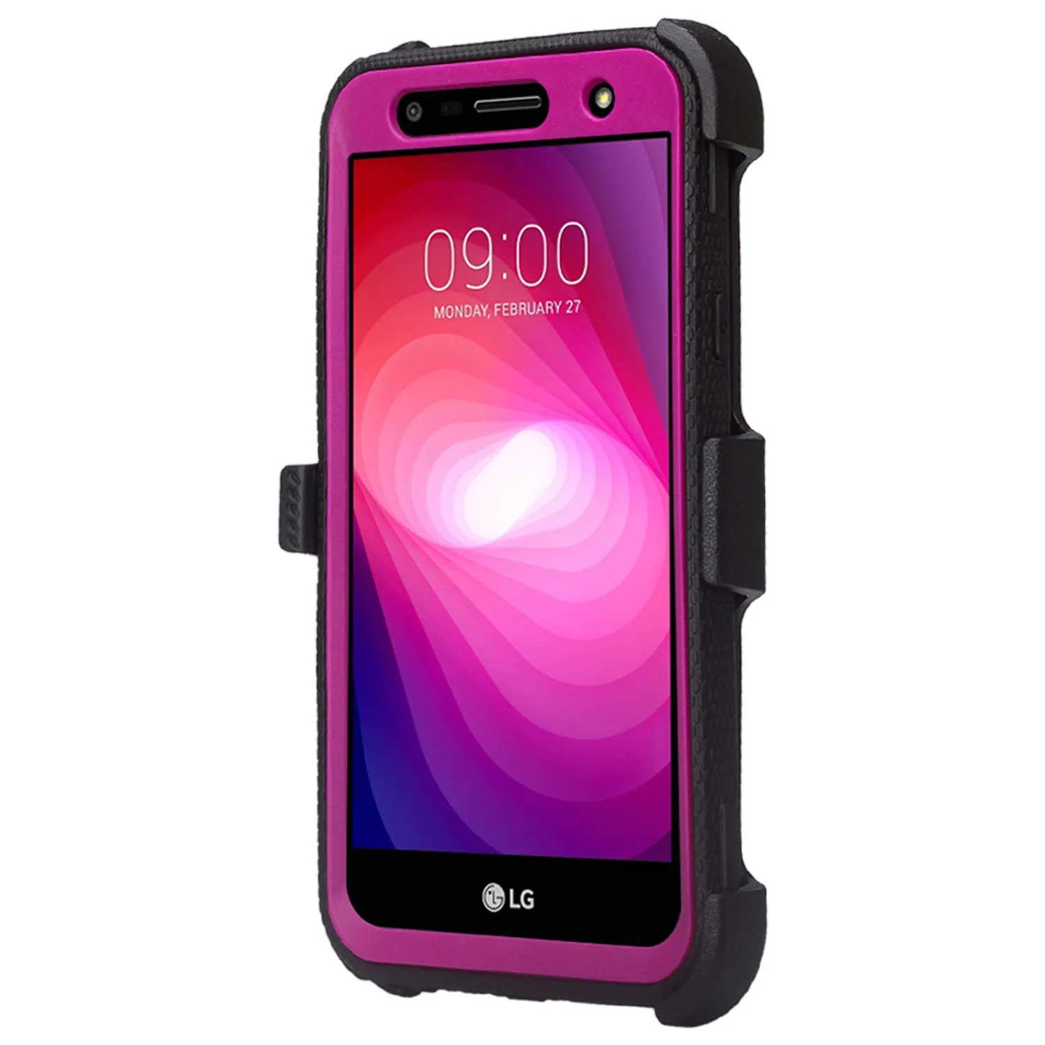 LG X Power 2 Case, LG X Charge, LG Fiesta 2, Fiesta, LG K10 Power, Triple Protection 3-1 w/ Built in Screen Protector Heavy Duty Holster Shell Combo Clip Case Cover - Purple