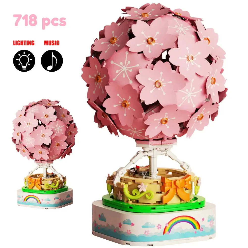 Light up Romantic Japanese Sakura Hot Air Balloon Music Box