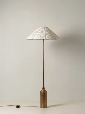 Lindi - aged brass and linen scalloped floor lamp