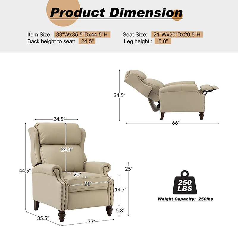Lucina Genuine Leather Manual Recliner