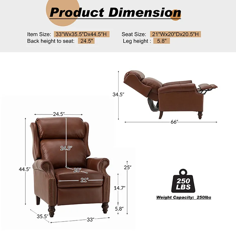 Lucina Genuine Leather Manual Recliner