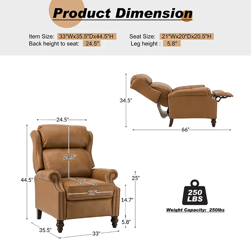Lucina Genuine Leather Manual Recliner