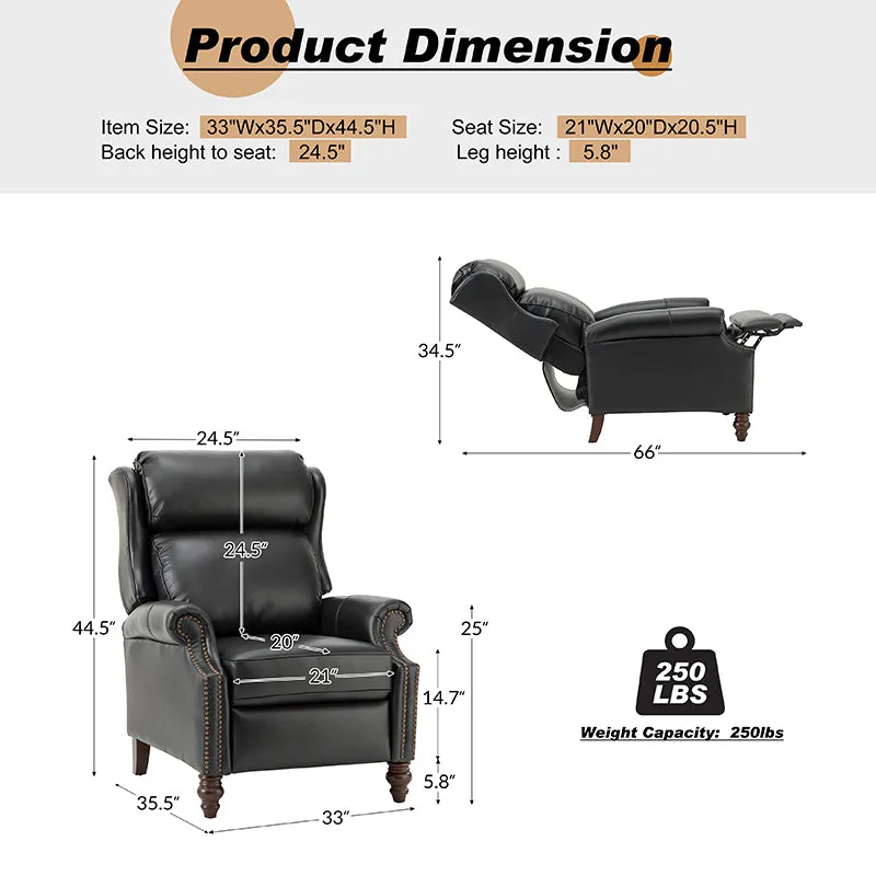 Lucina Genuine Leather Manual Recliner