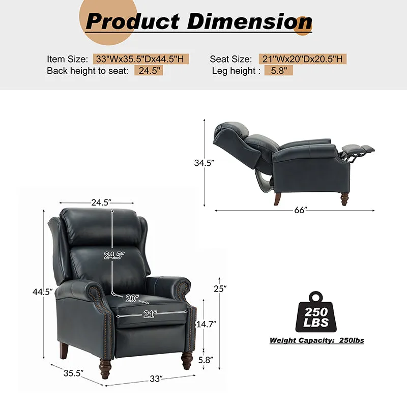 Lucina Genuine Leather Manual Recliner