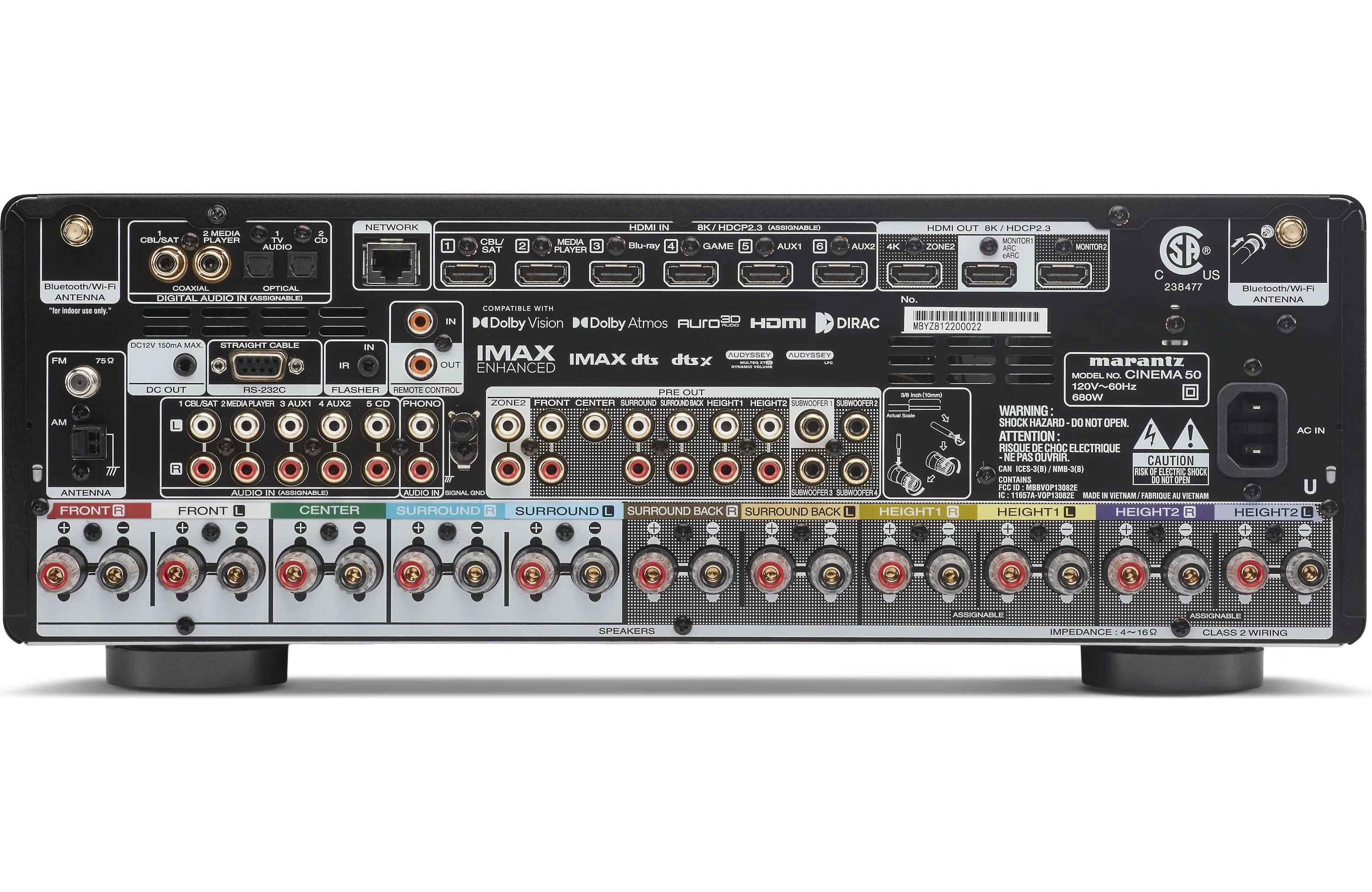 Marantz Cinema 50 9.4 Channel A/V Receiver with Dolby Atmos and Built-In Streaming Open Box