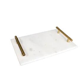 MARBLE TRAY WITH METAL HANDLE 30X20X5CM
