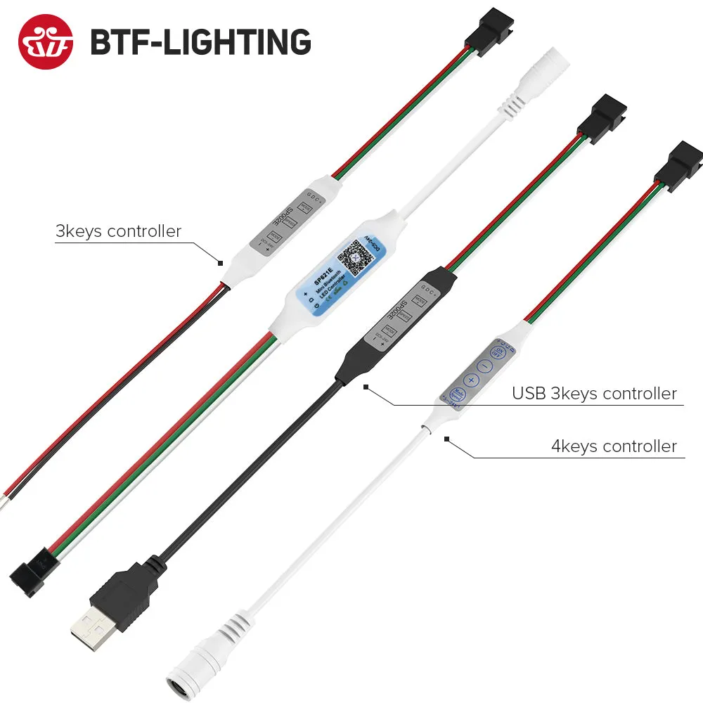Mini WS2812B WS2811 Controller for Pixel LED Strip Light USB 3 4 Key SP621E Music Bluetooth APP DC5V-24V