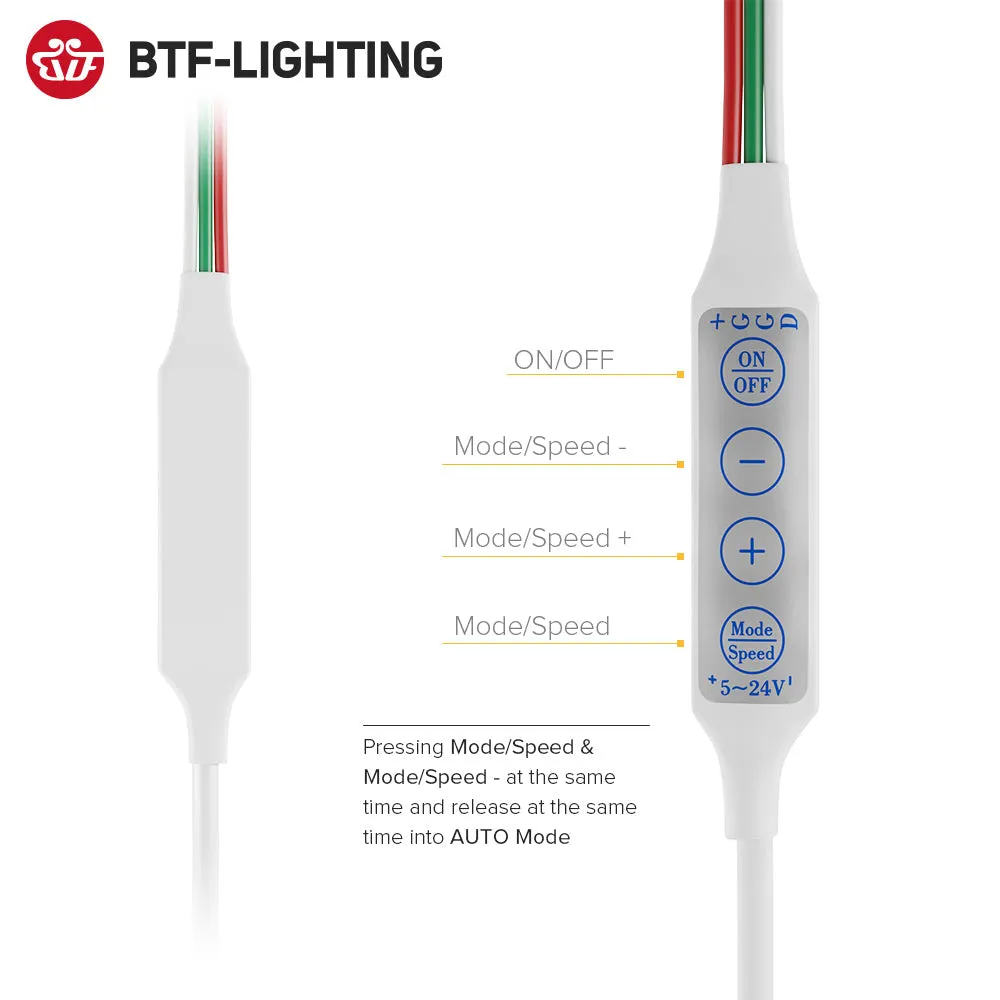 Mini WS2812B WS2811 Controller for Pixel LED Strip Light USB 3 4 Key SP621E Music Bluetooth APP DC5V-24V