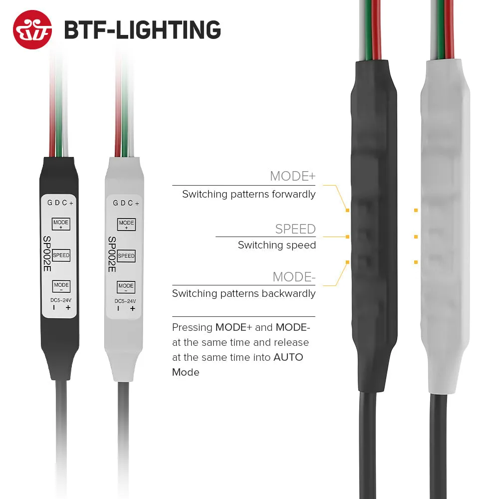Mini WS2812B WS2811 Controller for Pixel LED Strip Light USB 3 4 Key SP621E Music Bluetooth APP DC5V-24V