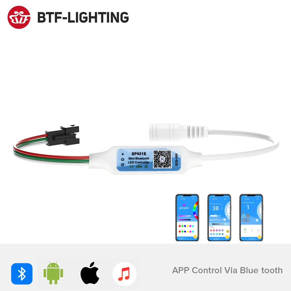 Mini WS2812B WS2811 Controller for Pixel LED Strip Light USB 3 4 Key SP621E Music Bluetooth APP DC5V-24V