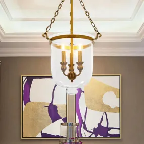 Modern Hanging 3 Bulbs Pendant Light Gold Down Lighting with Bell Clear Glass Shade