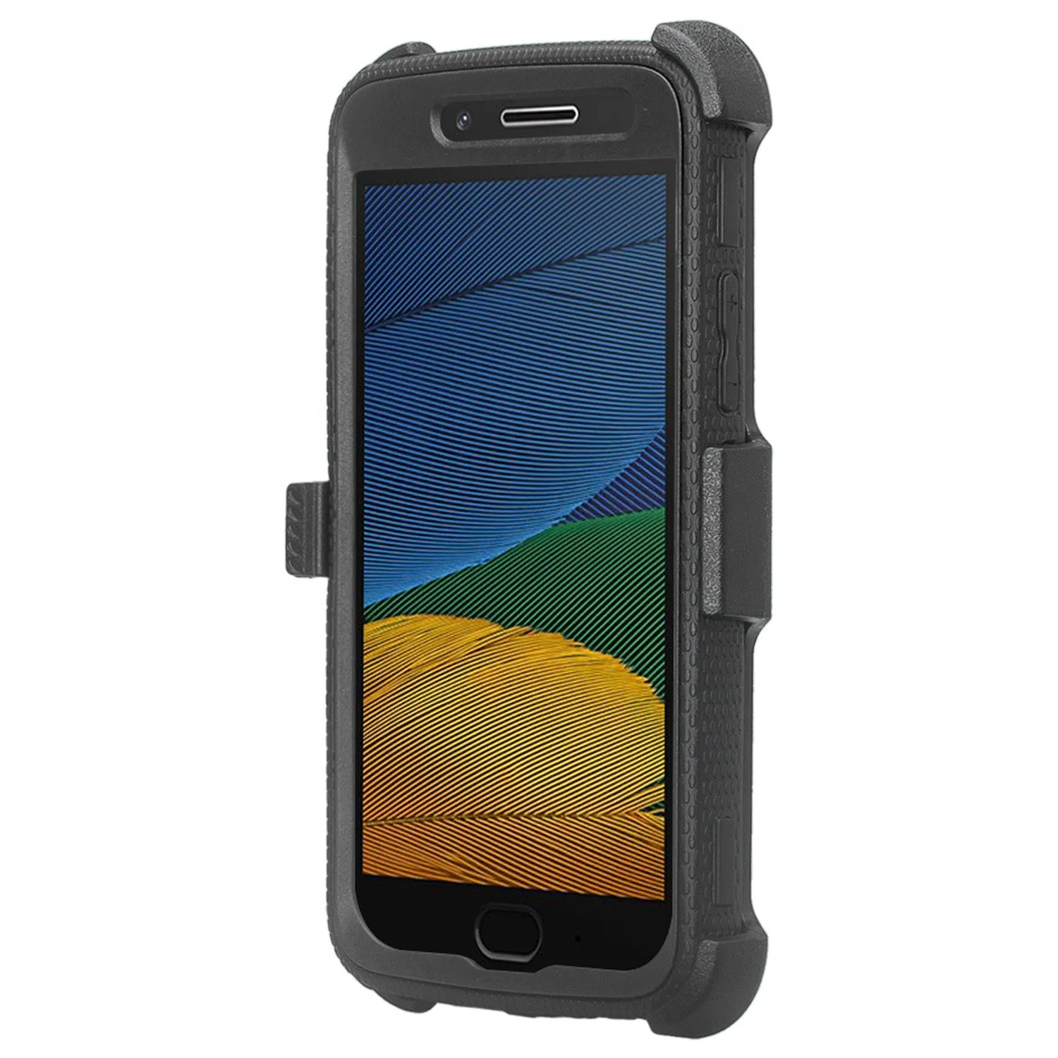 Motorola Moto G5 Plus Case, Triple Protection 3-1 w/ Built in Screen Protector Heavy Duty Holster Shell Combo Case for Moto G5 Plus - Black