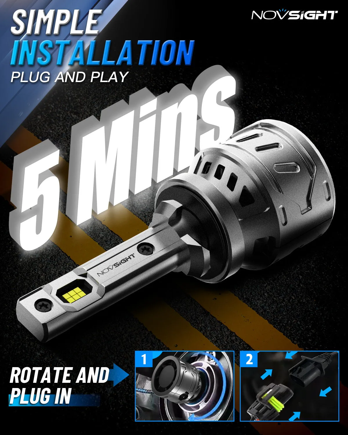 N61 General Series | H1 Fog Light LED Bulbs Stable Output 60W 13000LM 6500K White | 2 Bulbs