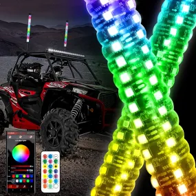 New 2.2FT LED RGB Whip Lights with Turn Signal & Brake Light, Bluetooth APP/ Remote Control