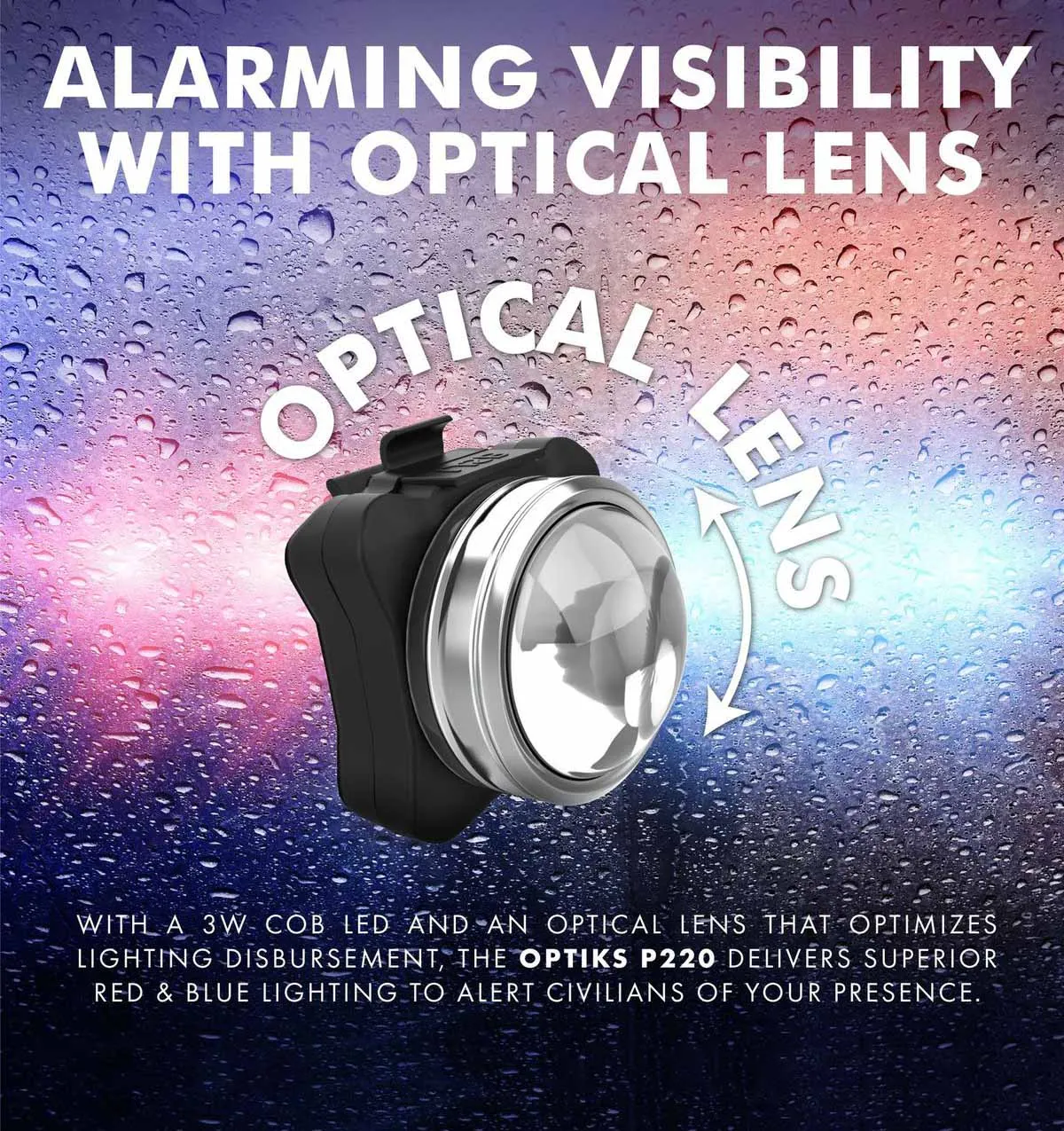 OPTIKS P220 REAR POLICE PATROL COMPACT BIKE LIGHT USB RECHARGEABLE
