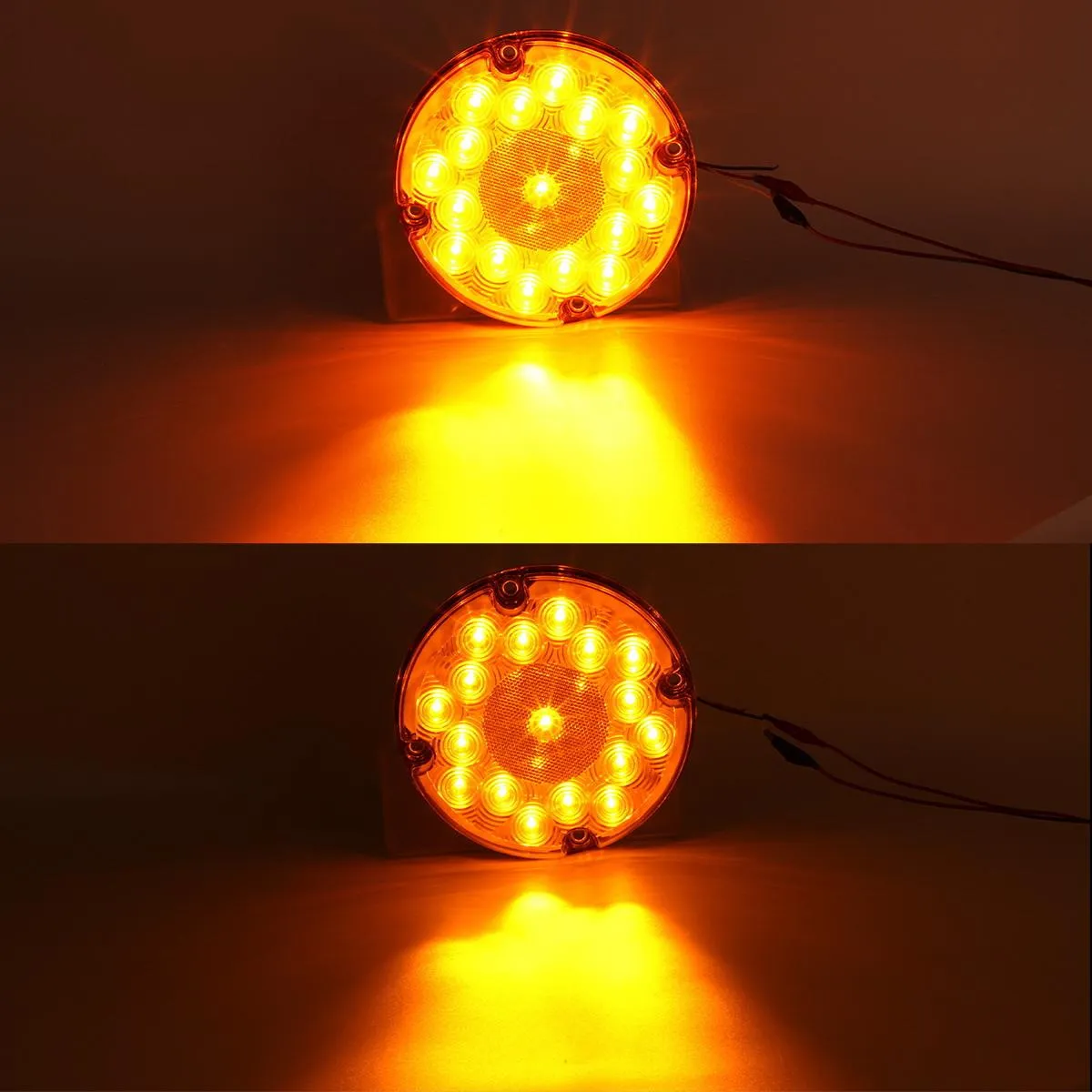 Partsam 2Pcs 7inch Round LED Trailer Tail Lights 17 LED Waterproof LED Park Turn Signal Flasher Lights with Waterproof Gaskets for Truck Trailer RV UTE UTV BUS Stepvans 10V-30V