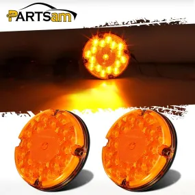 Partsam 2Pcs 7inch Round LED Trailer Tail Lights 17 LED Waterproof LED Park Turn Signal Flasher Lights with Waterproof Gaskets for Truck Trailer RV UTE UTV BUS Stepvans 10V-30V