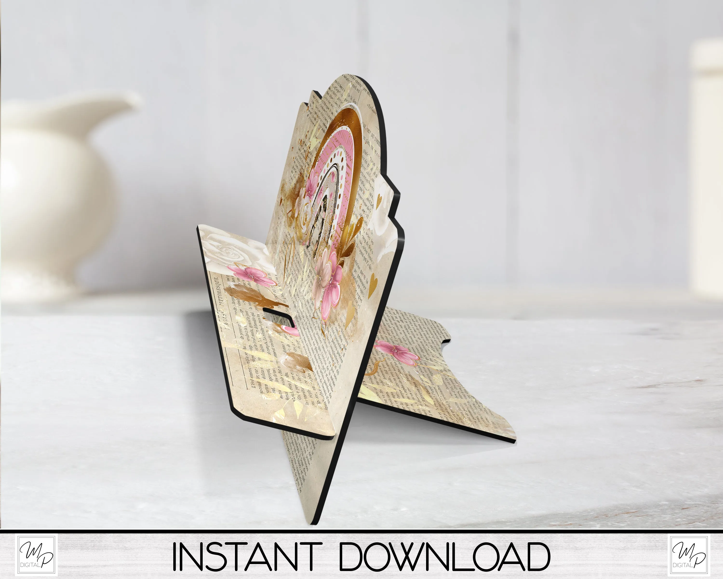 Pink Rainbow Cookbook / Tablet Stand PNG for Sublimation Design, Digital Download