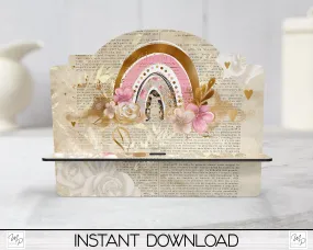 Pink Rainbow Cookbook / Tablet Stand PNG for Sublimation Design, Digital Download