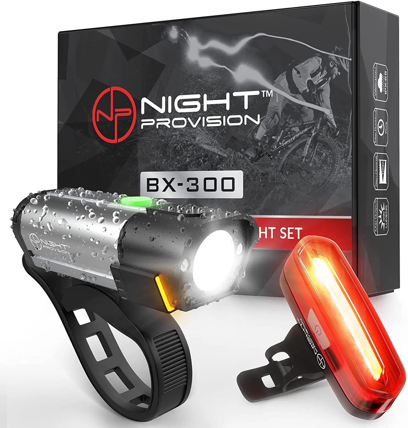 POWERFUL BX-300 CREE XP-G2 BIKE LIGHT SET USB RECHARGEABLE FRONT HEADLIGHT W/ AMBER SIDE ALERT   BONUS FREE REAR LED BIKE LIGHT