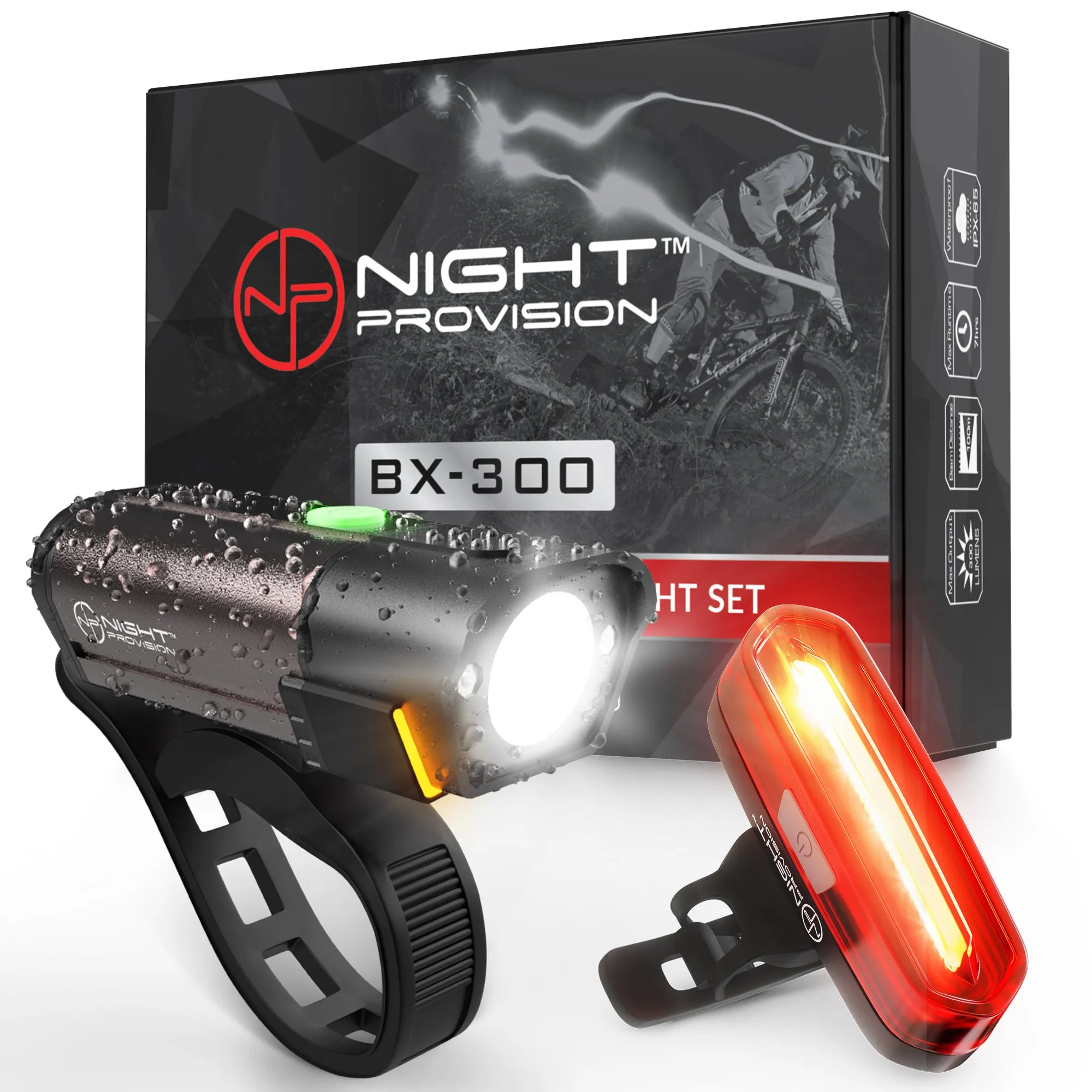 POWERFUL BX-300 CREE XP-G2 BIKE LIGHT SET USB RECHARGEABLE FRONT HEADLIGHT W/ AMBER SIDE ALERT   BONUS FREE REAR LED BIKE LIGHT