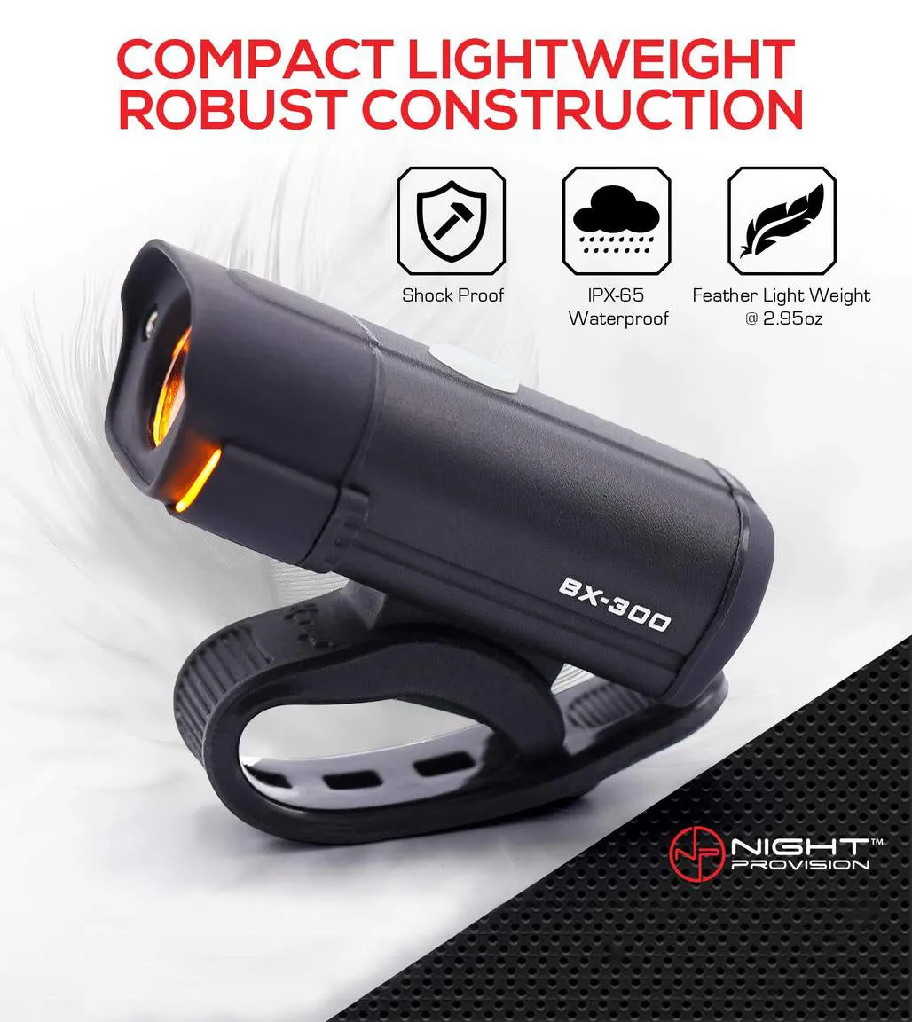 POWERFUL BX-300 CREE XP-G2 BIKE LIGHT SET USB RECHARGEABLE FRONT HEADLIGHT W/ AMBER SIDE ALERT   BONUS FREE REAR LED BIKE LIGHT
