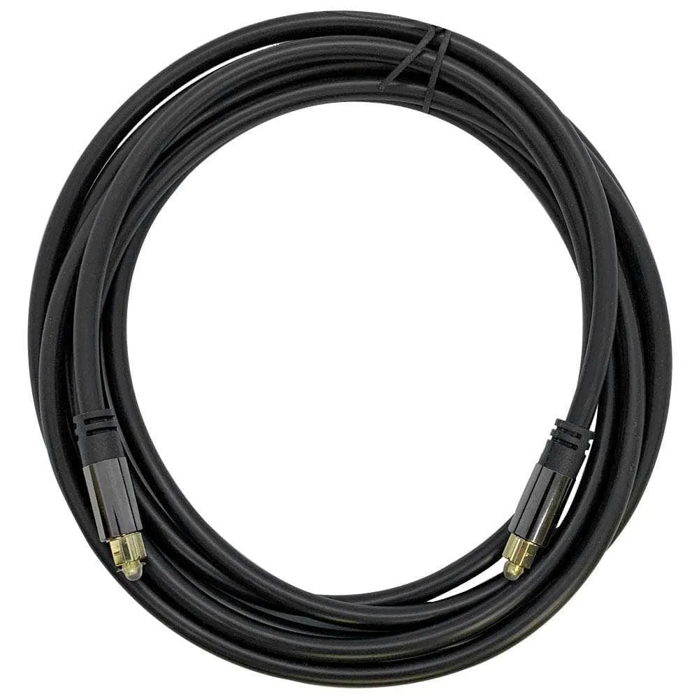 Premium 10 Foot Optical Digital Audio Fiber Optic Toslink Male Cable - Gold Plated Optical Digital Cord for Home Theater Gaming Systems and HD Audio