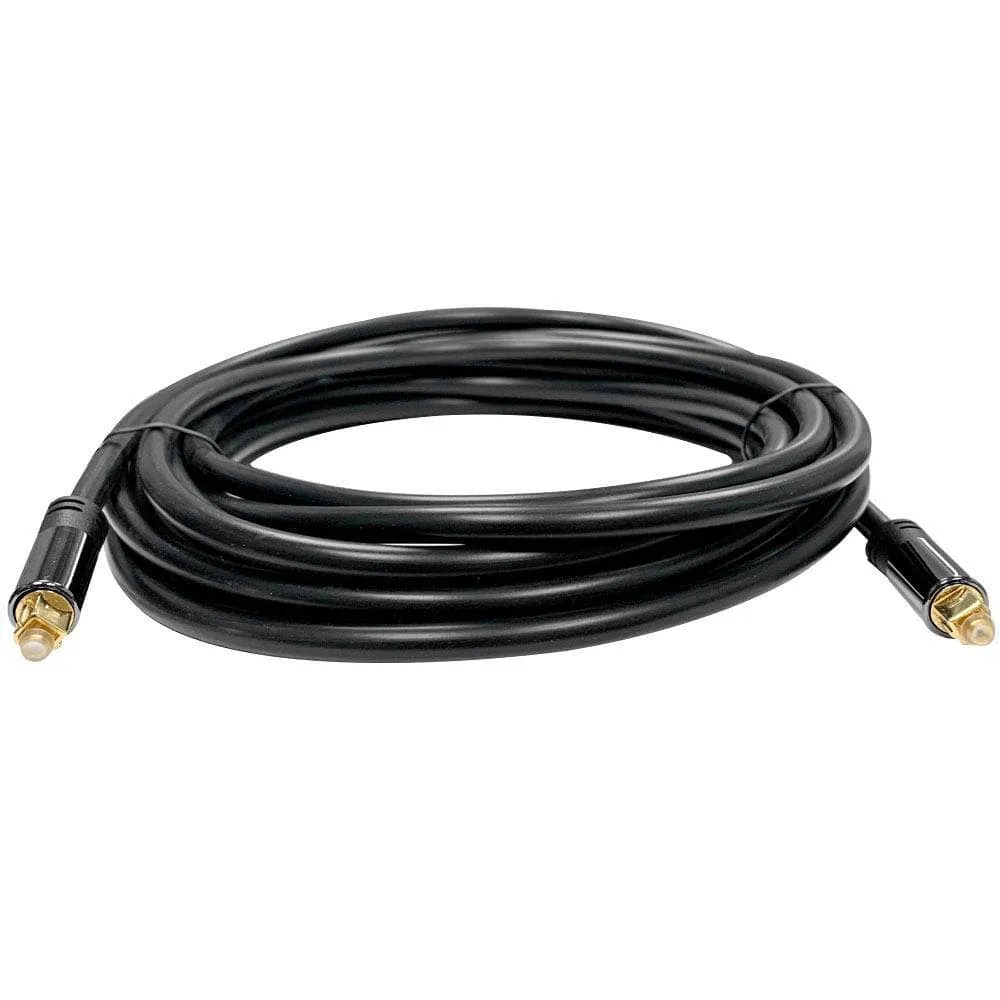 Premium 15 Foot Optical Digital Audio Fiber Optic Toslink Male Cable - Gold Plated Optical Digital Cord for Home Theater Gaming Systems and HD Audio
